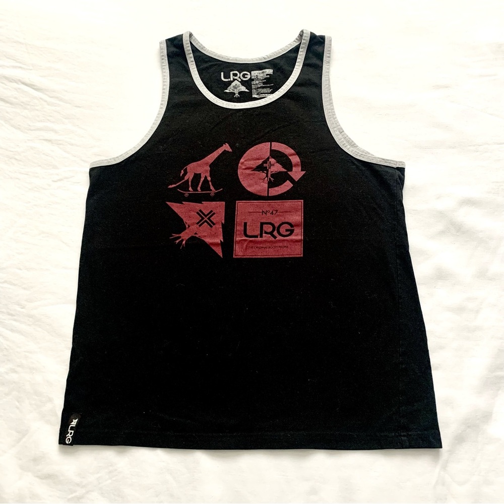 LRG Tank Top Black and Red Men Sz Large Muscle Shirt